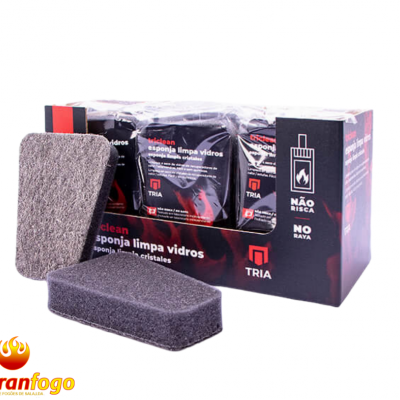 Pacote de esponjas limpa vidros TRIA cinza com embalagem preta e vermelha