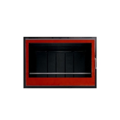 Porta de forno retangular em vidro com moldura preta e vermelha