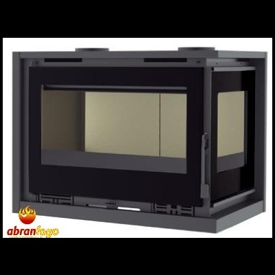 Lareira de canto Abranfogo metálica com vidro em três lados