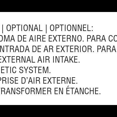 Texto descritivo multilingue sobre kit opcional para entrada de ar externo