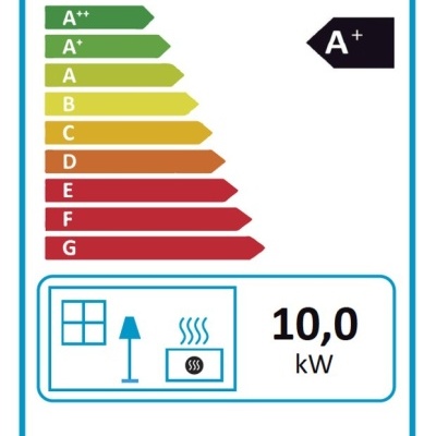 Etiqueta energética UE para o produto Bolonia da ECOFOREST, eficiência energética A+, 10,0 kW