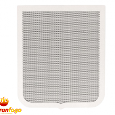 Tapete branco com padrão em rede e bordas arredondadas