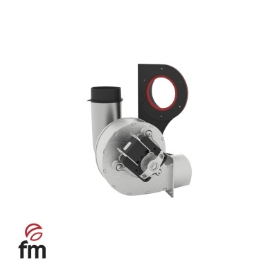 Ventoinha metálica espiral com detalhes pretos e vermelhos