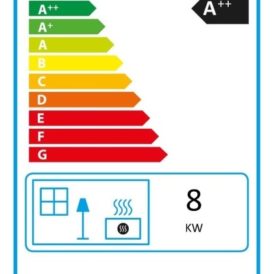 Etiqueta energética do produto Bronpi CIRA com classificação A++ e potência 8 kW