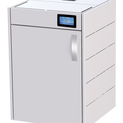 Armário branco com ecrã tátil a mostrar 23°C