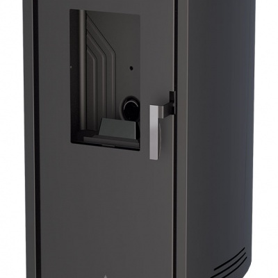 Estufa a pellets BRONPI cinza escuro com vidro e painel digital