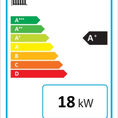 Etiqueta de eficiência energética da UE para aquecedor MCZ SELECTA 20HQ S1 com 18 kW.