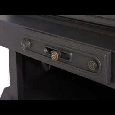 Cabo de móvel preto com botões decorativos circulares