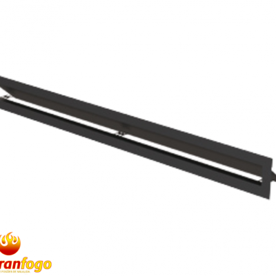 Grelha de ventilação retangular preta de metal com aberturas laterais