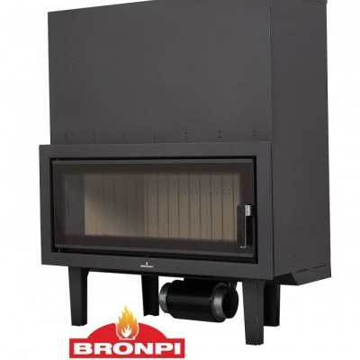 Lareira preta BRONPI com vidro frontal e interior claro