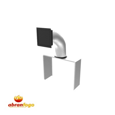 Suporte de chaminé metálico com tampa preta e logótipo Abranfogo