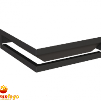 Suporte de parede preto em metal com logotipo abran fogo