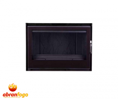 Lareira embutida preta com vidro frontal transparente