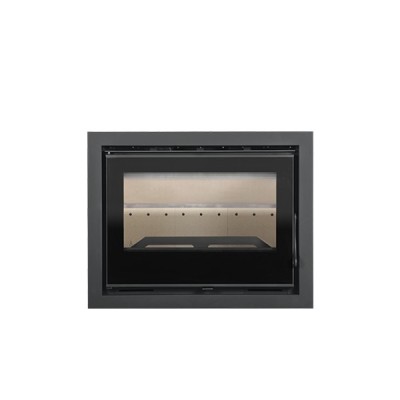 Recipiente metálico quadrado com porta de vidro para forno ou lareira