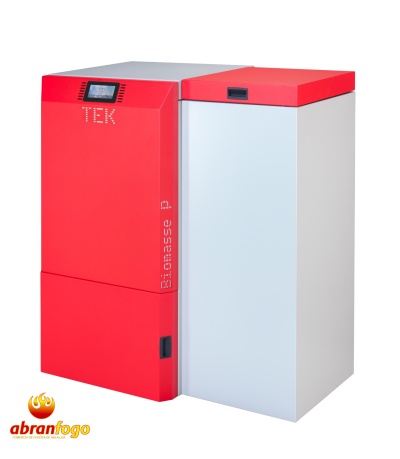 Caldeira vermelha e branca TEK com display digital e selo Abranfogo