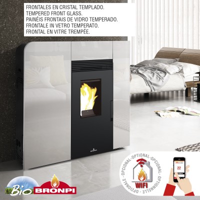 Lareira moderna em vidro temperado com controlo por WiFi num quarto claro