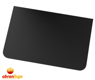 Chapa preta retangular lisa com cantos arredondados