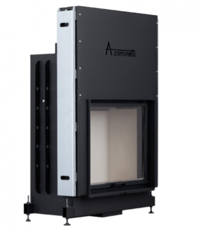 Lareira A.caminetti preta com vidro frontal transparente