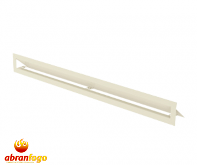 Ventilação metálica branca longa e estreita com suporte triangular