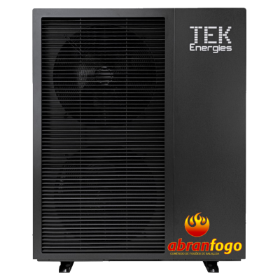 Unidade exterior preta com grelha e ventoinhas da TEK Energies