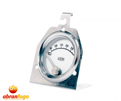 Termómetro analógico com escala de 0 a 250 graus Celsius em base metálica