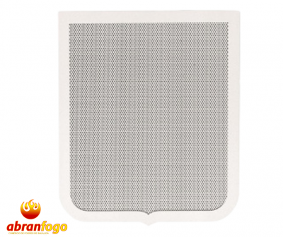 Tapete branco com padrão em rede e bordas arredondadas