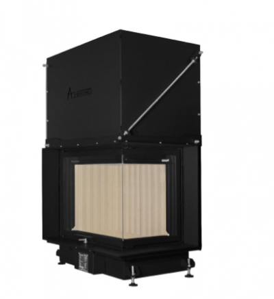 Lareira moderna de canto com vidro e revestimento bege