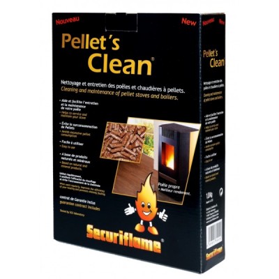 Embalagem preta do produto Pellet's Clean para limpeza de poêles a pellets