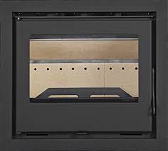 Porta preta de forno com janela de vidro e interior bege