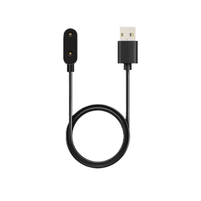 Cabo de carregamento USB preto com terminais magnéticos