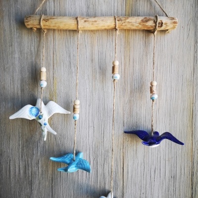 Suspensão decorativa de pássaros de cerâmica pendurada