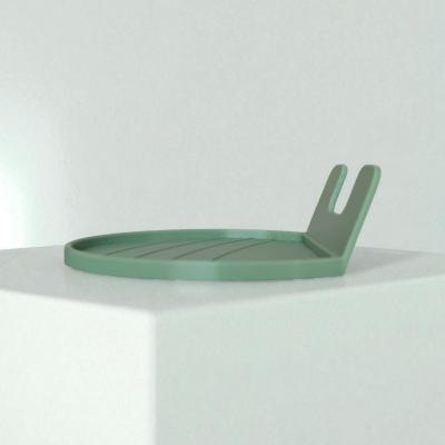 Plataforma de suporte redonda verde com parte vertical e fenda