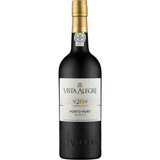 Vista Alegre Porto 20 anos Garrafa de vinho do Porto Vista Alegre 20 anos Porto Tawny com rótulo branco e dourado