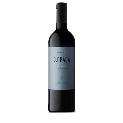 Garrafa de vinho tinto D.GRAÇA com rótulo azul claro