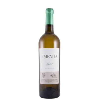 Garrafa de vinho branco EMPATIA Vital com rótulo branco e cápsula verde