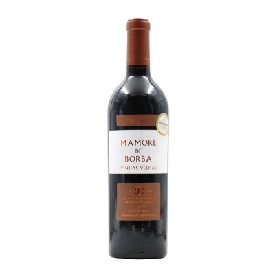 Garrafa de vinho tinto Mamoré de Borba Vinhas Velhas com rótulos branco e castanho