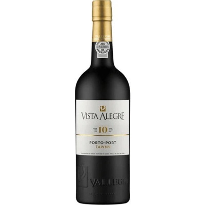 Garrafa de vinho do Porto Vista Alegre 10 Anos Tawny com rótulo branco