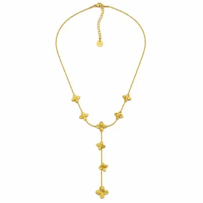 Colar dourado com flores e corrente fina
