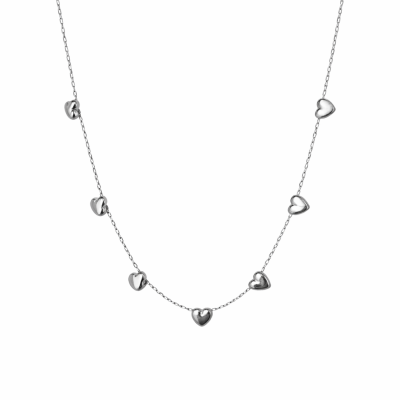 Colar prateado com pendentes de coração
