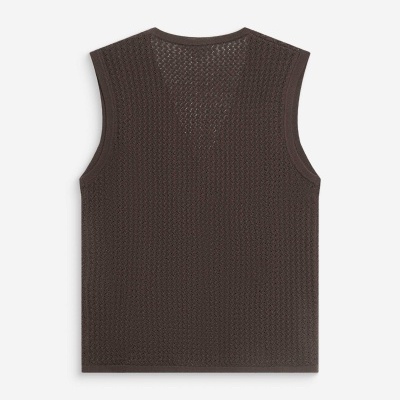 Camisola sem mangas de malha castanha com padrão texturizado