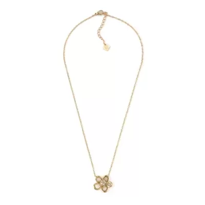 Colar dourado com pendente flor em madre-pérola