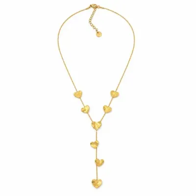 Colar dourado com corações pendentes de corrente fina