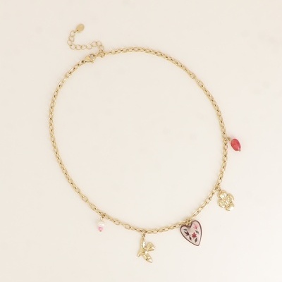 Pulseira dourada com pendentes variados