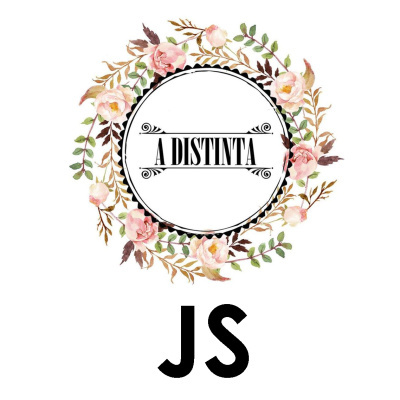 Logótipo floral com texto A DISTINTA e letras JS abaixo