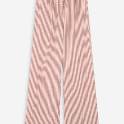Calças largas vermelhas e brancas às riscas com cós elástico