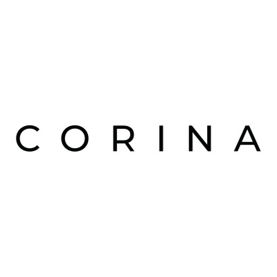 Palavra CORINA em letras pretas sobre fundo branco