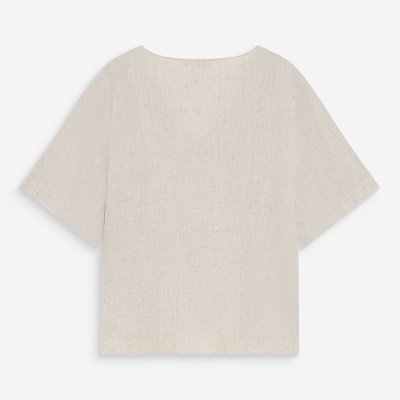 T-shirt bege claro de manga curta vista de trás