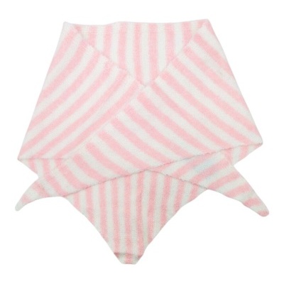 Cachecol xale felpudo riscas rosa e branco