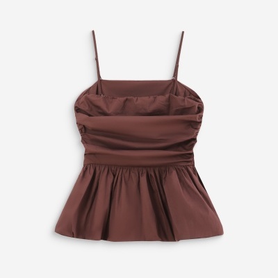 Top feminino castanho com alças finas e peplum