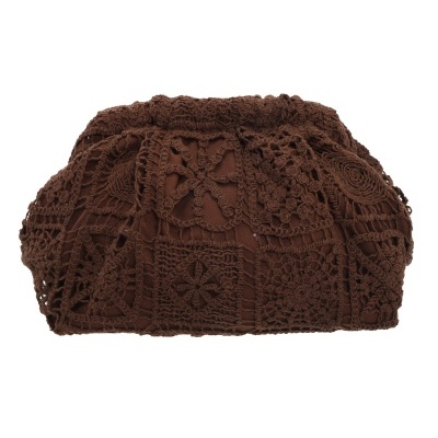 Bolsa castanha em croché com padrão mosaico